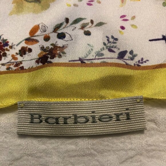 Barbieri Larioseta Made In Italy Yellow And White Silk Scarf - Picture 3 of 6